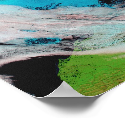 Falsche Farbansicht von Polynya (offenes Wasser) Poster (Ecke)