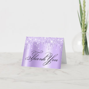 Falsche funkelnde helllila Glittertropfen Ombre Dankeskarte