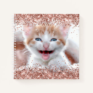 Falsche funkelnde Roségold-Glitterrand-Fotozeichnu Notizblock