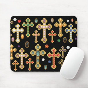 Falsche Geburtsstein-Kreuze und lose Edelsteine au Mousepad