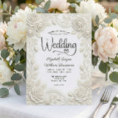 Falsche geprägte 3D-Cream-Rose-Basrelief-Hochzeit Einladung