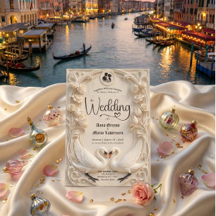 Falsche geprägte Relief geschnitzte Schwäne Hochze Einladung