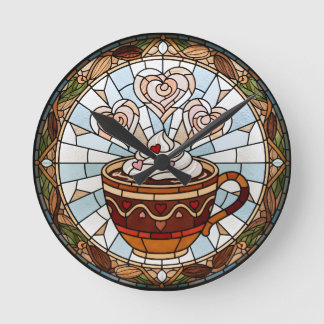 Falsche Glasmalerei-Kaffeewanduhr Runde Wanduhr