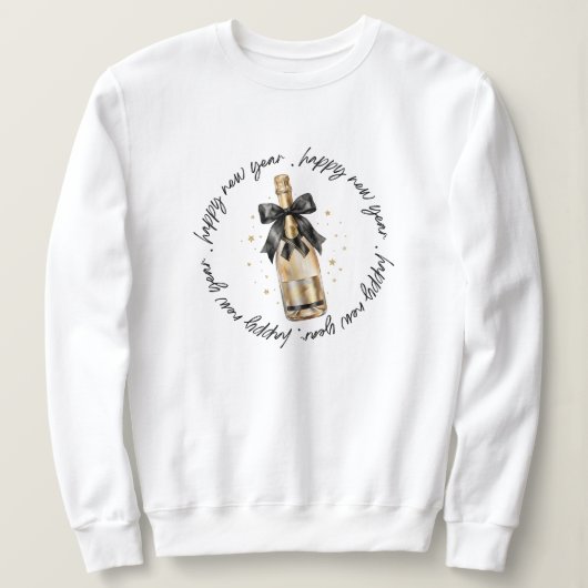 Falsche Glitter Coquette Champagnerflasche Neujahr Sweatshirt (Design vorne)