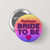 Falsche Glitzerbraut Benutzerdefinierter Name Button (Vorne & Hinten)