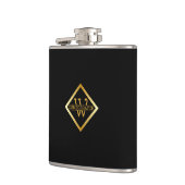 Falsche Gold-Achsen-Monogramm – Schwarz & Gold Flachmann (Links)