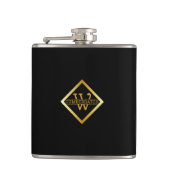 Falsche Gold-Achsen-Monogramm – Schwarz & Gold Flachmann (Vorderseite)