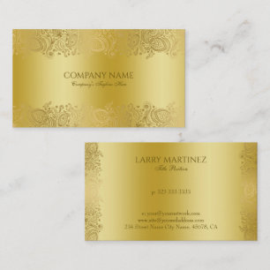 Falsche Gold-Blumen-Paisley-Spitze Visitenkarte