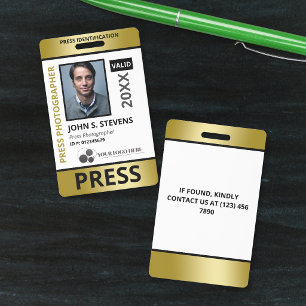 Falsche Gold-Foto- und Logopress-ID Ausweis