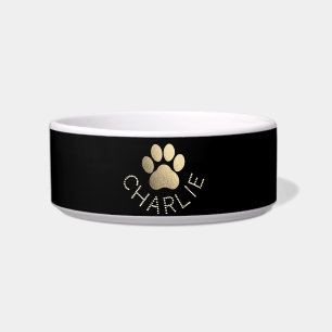 Falsche Gold-Glitter-Pfotenabdruck-Hunde-Name Napf