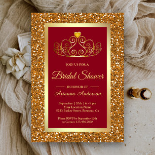 Falsche Gold Glitter Tiara Prinzessin Rot Brautpar Einladung