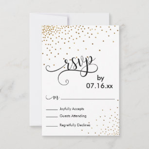 Falsche Gold-Konfetti-Script-Typografie RSVP Karte