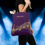 Falsche Gold-Musik-Noten. Wir haben Purple-Backdro Tasche<br><div class="desc">Einfach und elegant for a music lover! Feminine and gilry dark purple background color with falsch gold music notes. Template for your name,  golden hand lettered style script.</div>
