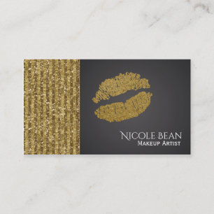 Falsche Gold Pailletten Glanz Glamour Chic Lippen  Visitenkarte