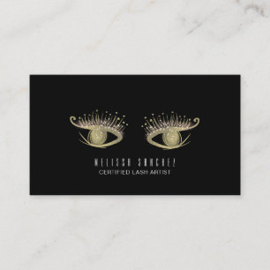 Falsche Gold-Wimpern Salon Schwarz  Visitenkarte