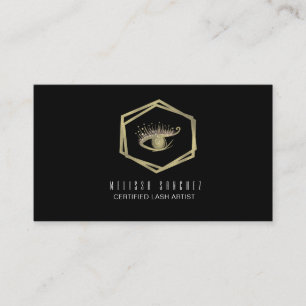 Falsche Gold-Wimpern Salon Schwarz Visitenkarte