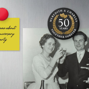 Falsche goldene Herzen & Kranz 50. Hochzeitstag Magnet