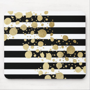 Falsche Goldfarbe Spritzer auf Schwarz-Weiß-Streif Mousepad