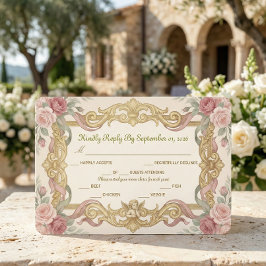 Falsche Goldfolie Barock Rokoko Blumenmuster RSVP Karte