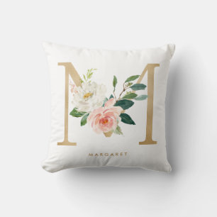 Falsche Goldfolie Florale Buchstabe M Monogramm Ki Kissen