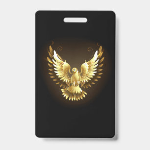 Falsche Goldfolie-Friedens-Taube auf Schwarz Ausweis
