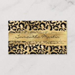 Falsche Goldfolie Glitter Pinselstrich Leopard Visitenkarte