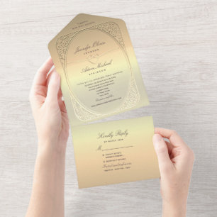 Falsche Goldfolie Hochzeit All In One Einladung