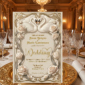 Falsche Goldfolie & Satin-Illusion Barock-Schwäne Einladung