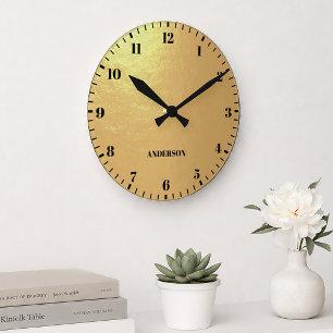 Falsche Goldfolie Schwarze Zahlen Benutzerdefinier Runde Wanduhr