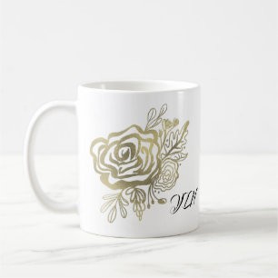Falsche Goldfranzösische Rosenblume Kaffeetasse