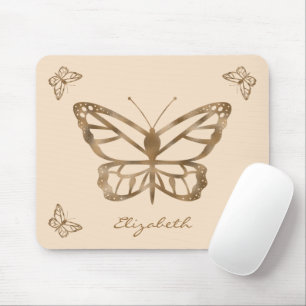 Falsche goldgelbe Folienoptik Schmetterlinge & Tex Mousepad