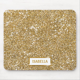 Falsche Goldgelbe Glittertextur-Optik mit Namen Mousepad