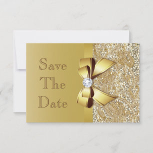 Falsche Goldpailletten und Schleife Hochzeit Save  The Date