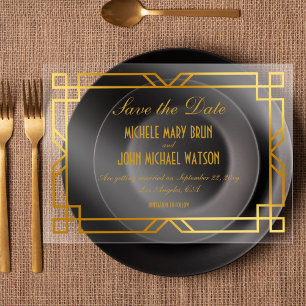 Falsche Goldrahmen-Klasse Elegant Save the Date Acryleinladungen