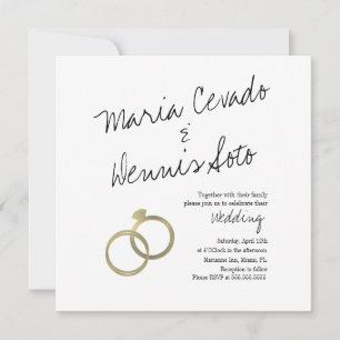 Falsche Goldring-Beschriftung Schrift Hochzeitsein Einladung
