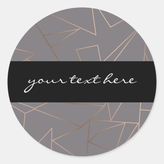 Falsche Goldrose Elegant Modern Minimalist Geometr Runder Aufkleber (Vorderseite)