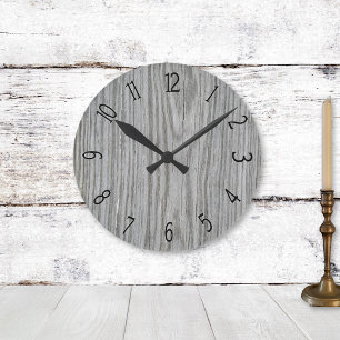 Falsche graue Holzverkleidung Runde Wanduhr