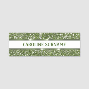 Falsche grüne Glitter-Textur mit individuellem Nam Namensschild
