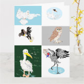 Falsche Grußkarte Notizblock innen; Vögel Karte (Gelbe Blume)