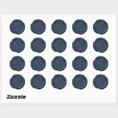 Falsche Hochzeitswachs-Initialen Mitternachtsblau Runder Aufkleber (Blatt)