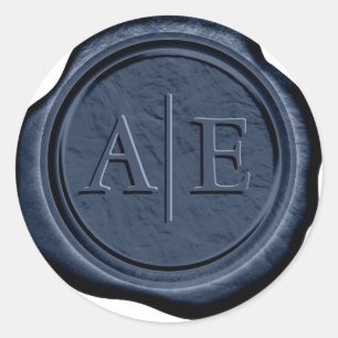 Falsche Hochzeitswachs-Initialen Mitternachtsblau Runder Aufkleber