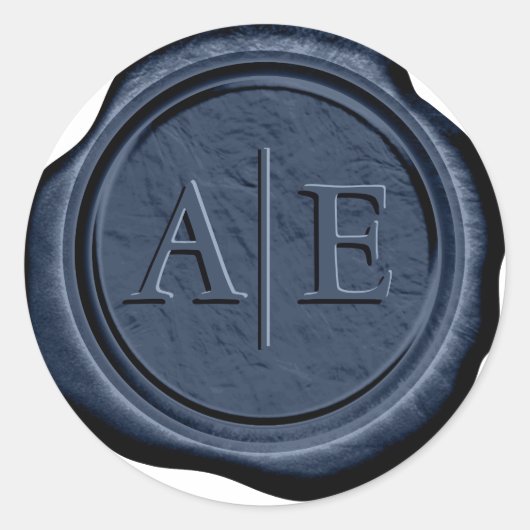 Falsche Hochzeitswachs-Initialen Mitternachtsblau Runder Aufkleber (Vorderseite)