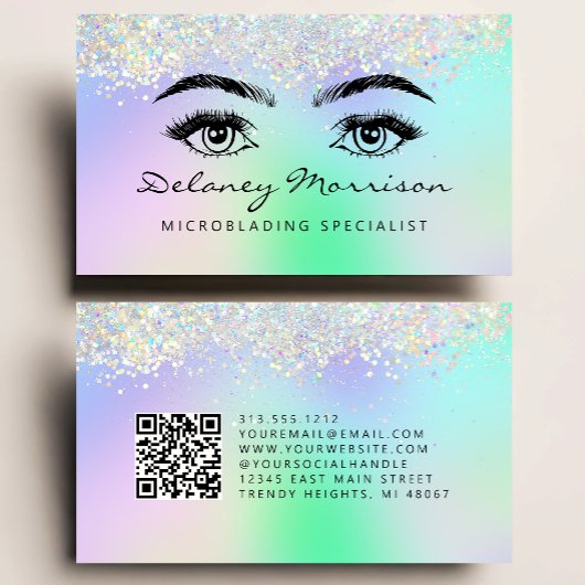 Falsche holografische Glitter-Augen-QR-Code-Microb Visitenkarte