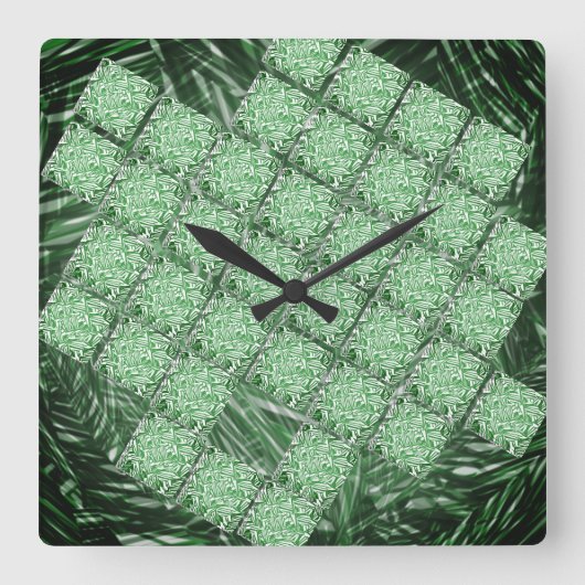 Falsche Keramik, simulierte Gramm- und Wandteile. Quadratische Wanduhr (Vorderseite)