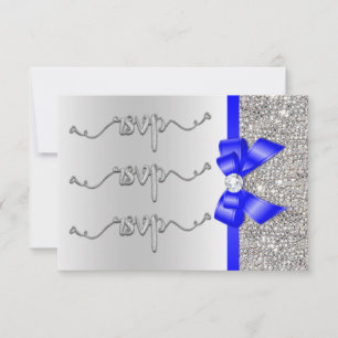 Falsche königsblaue Schleife silberne Pailletten R RSVP Karte
