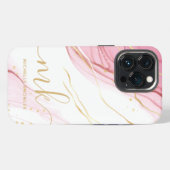 Falsche Marmor-Geode-Monogramm und Name iPhone Hülle (Rückseite (Horizontal))