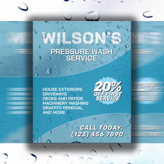 Falsche nassen Wassertropfen Druckwäsche Flyer