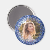 Falsche Navy-Blau-Glitter-Foto Magnet (Vorderseite/Rückseite)