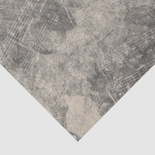 Falsche Notenblätter schwarz Beige Decoupage Chalk Seidenpapier (Detail)