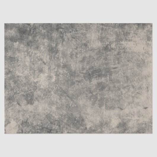 Falsche Notenblätter schwarz Beige Decoupage Chalk Seidenpapier (Vorderseite)